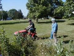 Ben Dorrough; Ruth Dorrough; Julia (Judy) Dorrough; lawnmower; Medway, OH; Our House;